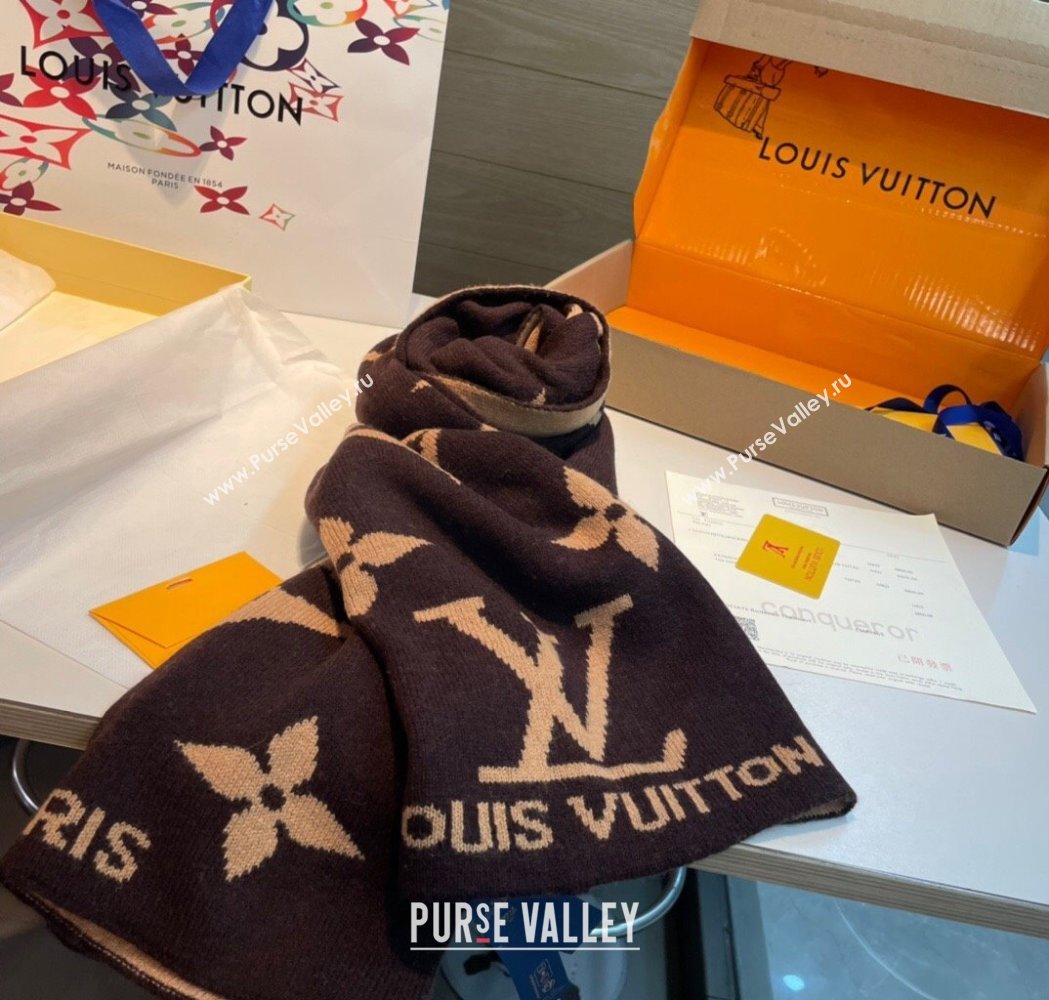 Louis Vuitton Cashmere Knit Long Scarf 32x180cm Brown 2025 0115 (XMN-250115039)