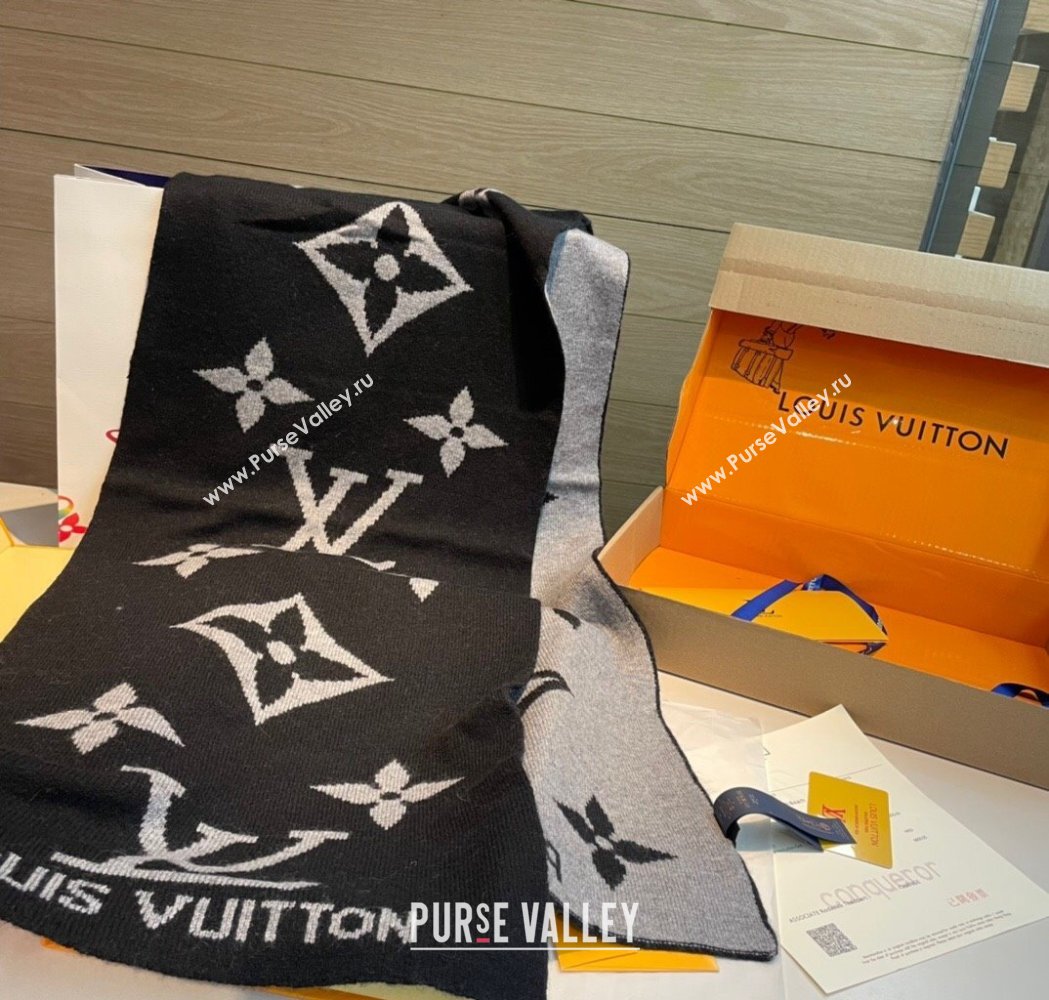Louis Vuitton Cashmere Knit Long Scarf 32x180cm Black 2025 0115 (XMN-250115040)