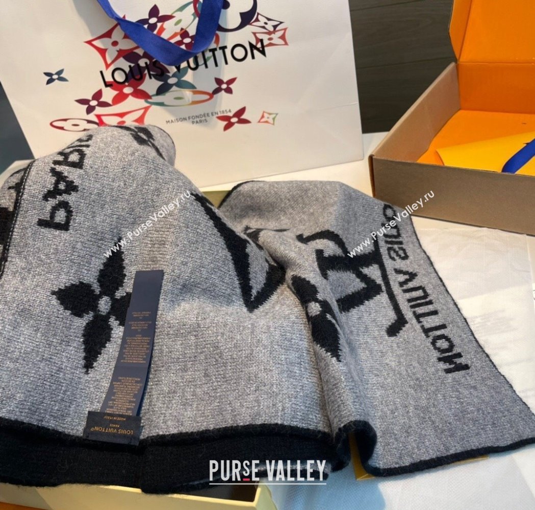 Louis Vuitton Cashmere Knit Long Scarf 32x180cm Black 2025 0115 (XMN-250115040)