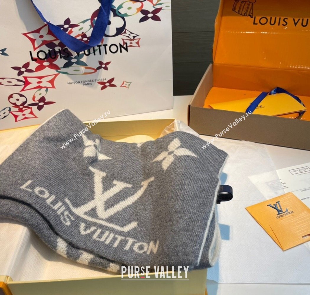 Louis Vuitton Cashmere Knit Long Scarf 32x180cm Grey 2025 0115 (XMN-250115041)