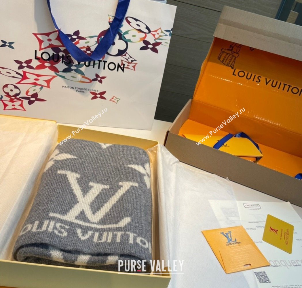 Louis Vuitton Cashmere Knit Long Scarf 32x180cm Grey 2025 0115 (XMN-250115041)