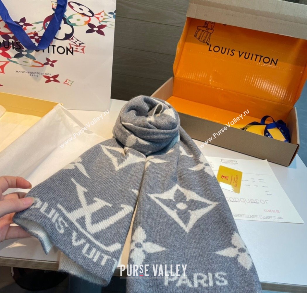 Louis Vuitton Cashmere Knit Long Scarf 32x180cm Grey 2025 0115 (XMN-250115041)