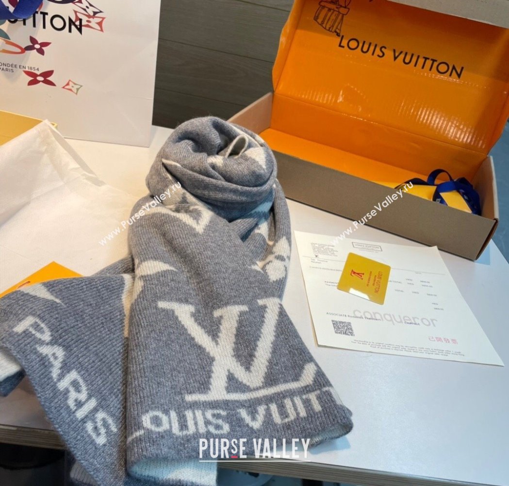 Louis Vuitton Cashmere Knit Long Scarf 32x180cm Grey 2025 0115 (XMN-250115041)