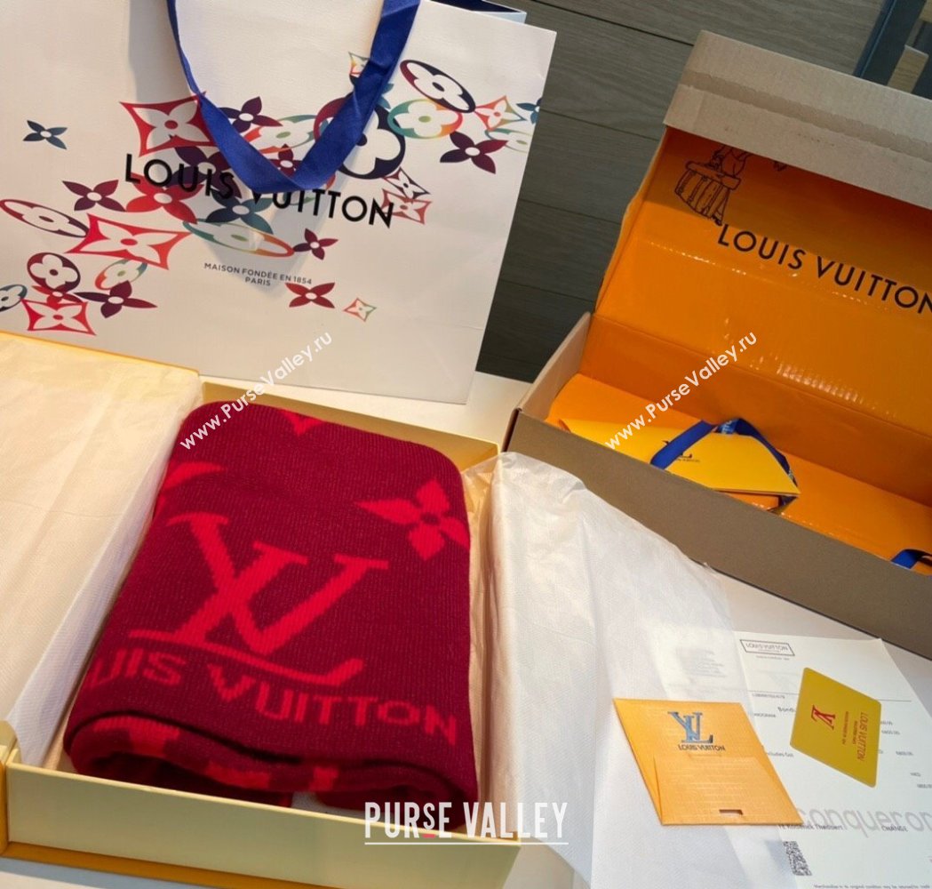 Louis Vuitton Cashmere Knit Long Scarf 32x180cm Red 2025 0115 (XMN-250115042)