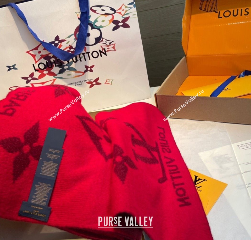 Louis Vuitton Cashmere Knit Long Scarf 32x180cm Red 2025 0115 (XMN-250115042)