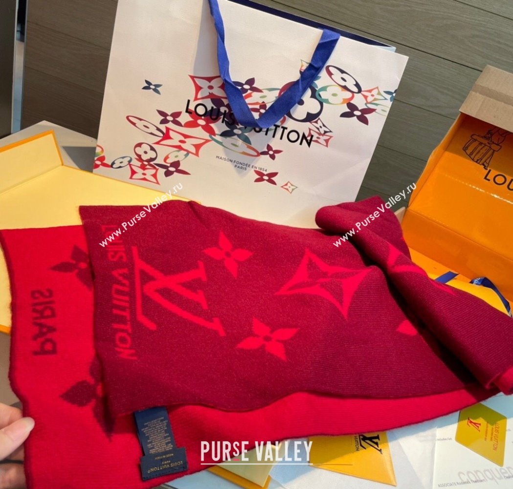 Louis Vuitton Cashmere Knit Long Scarf 32x180cm Red 2025 0115 (XMN-250115042)