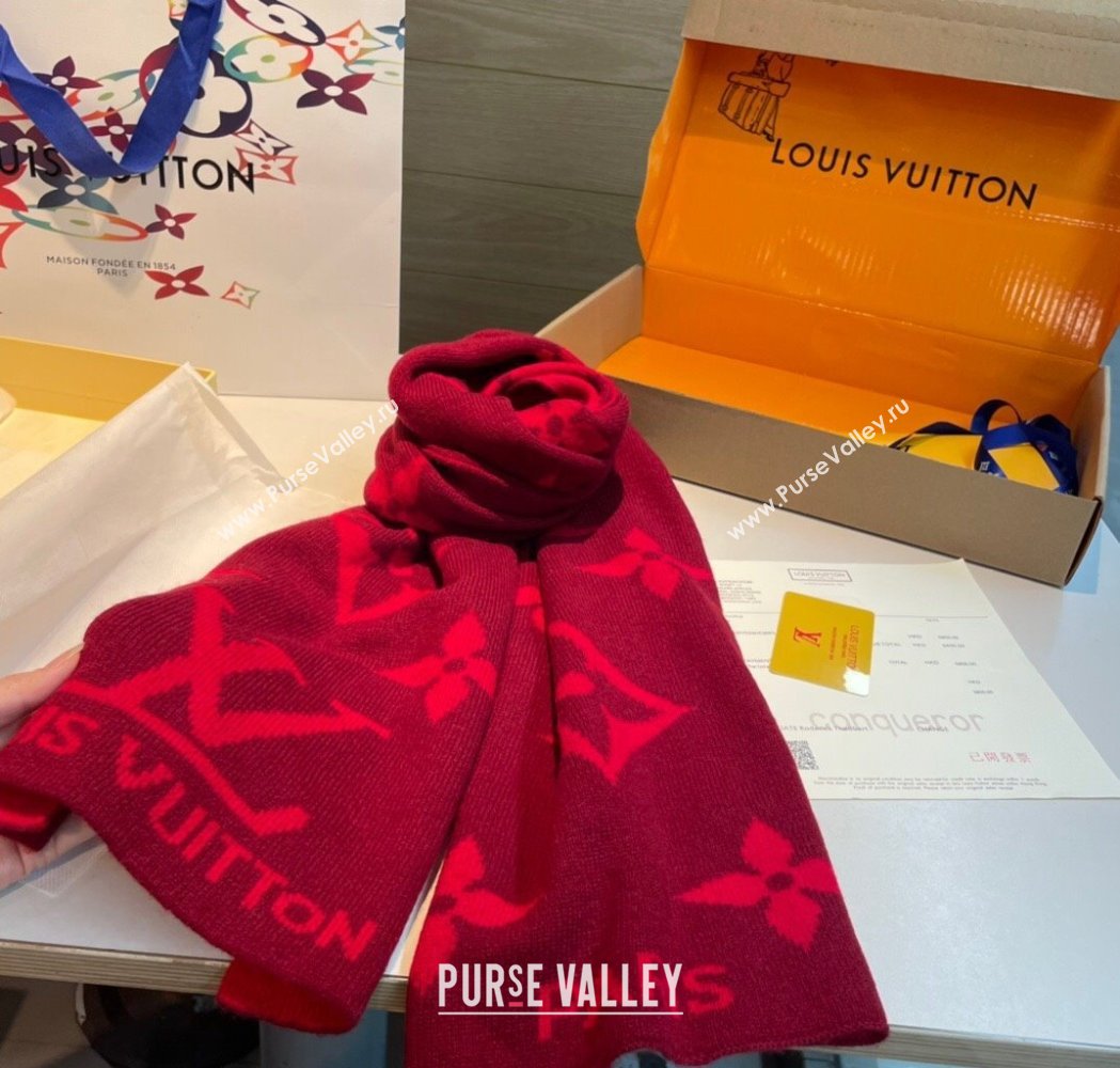 Louis Vuitton Cashmere Knit Long Scarf 32x180cm Red 2025 0115 (XMN-250115042)