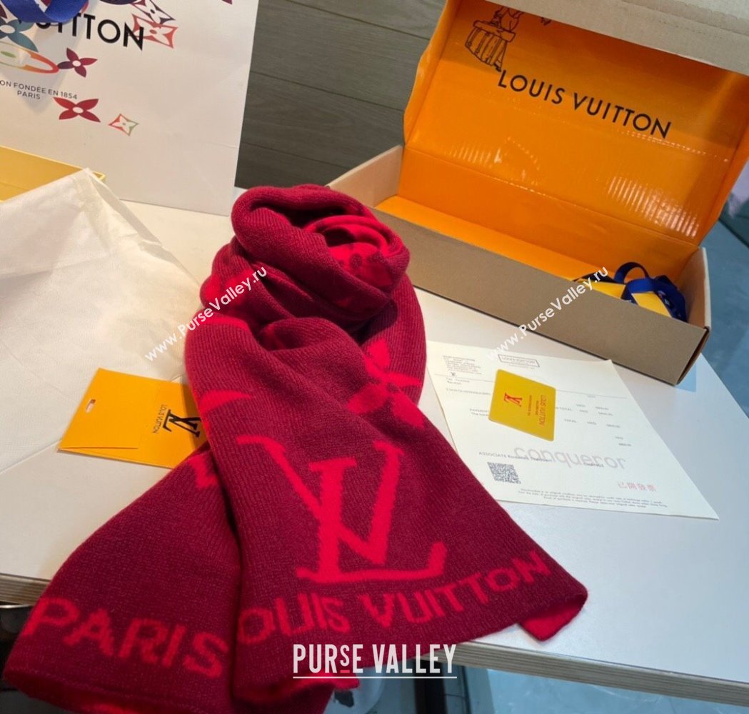 Louis Vuitton Cashmere Knit Long Scarf 32x180cm Red 2025 0115 (XMN-250115042)