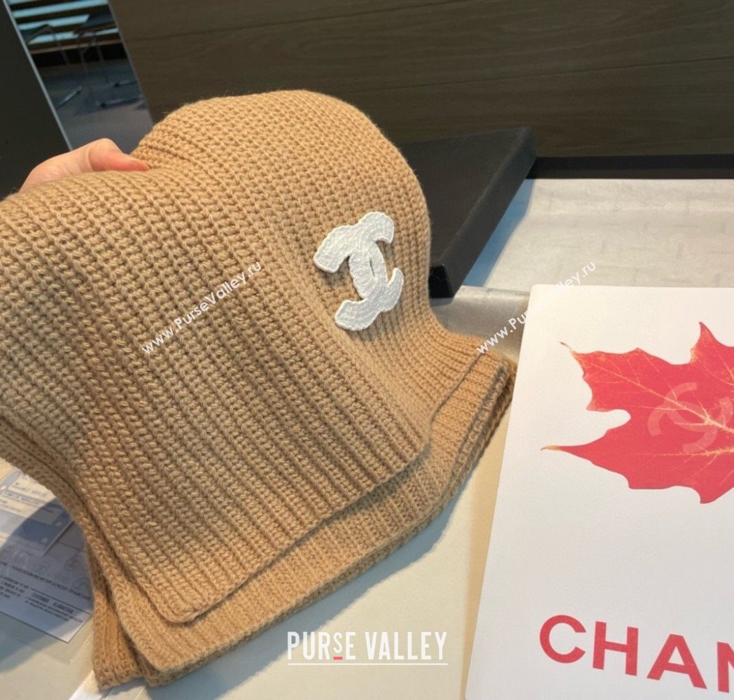 Chanel Cashmere Knit Long Scarf 30x180cm Dark Beige 2025 0115 (XMN-250115043)