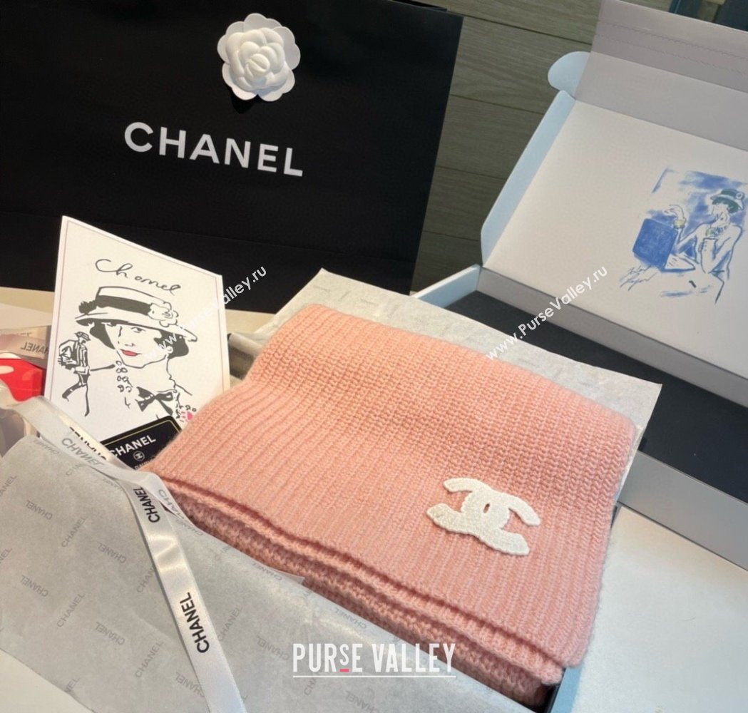 Chanel Cashmere Knit Long Scarf 30x180cm Pink 2025 0115 (XMN-250115045)