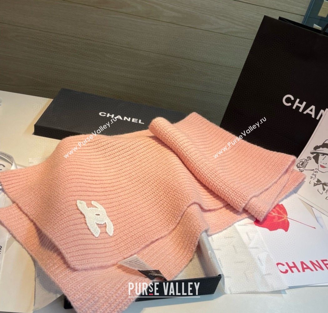 Chanel Cashmere Knit Long Scarf 30x180cm Pink 2025 0115 (XMN-250115045)