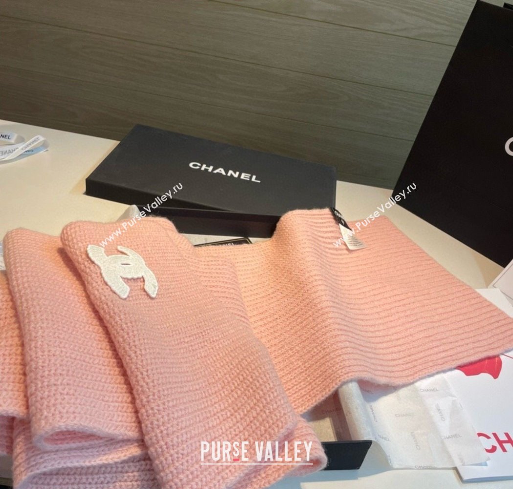 Chanel Cashmere Knit Long Scarf 30x180cm Pink 2025 0115 (XMN-250115045)