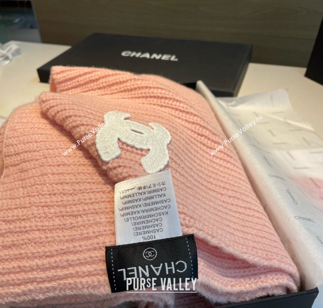 Chanel Cashmere Knit Long Scarf 30x180cm Pink 2025 0115 (XMN-250115045)