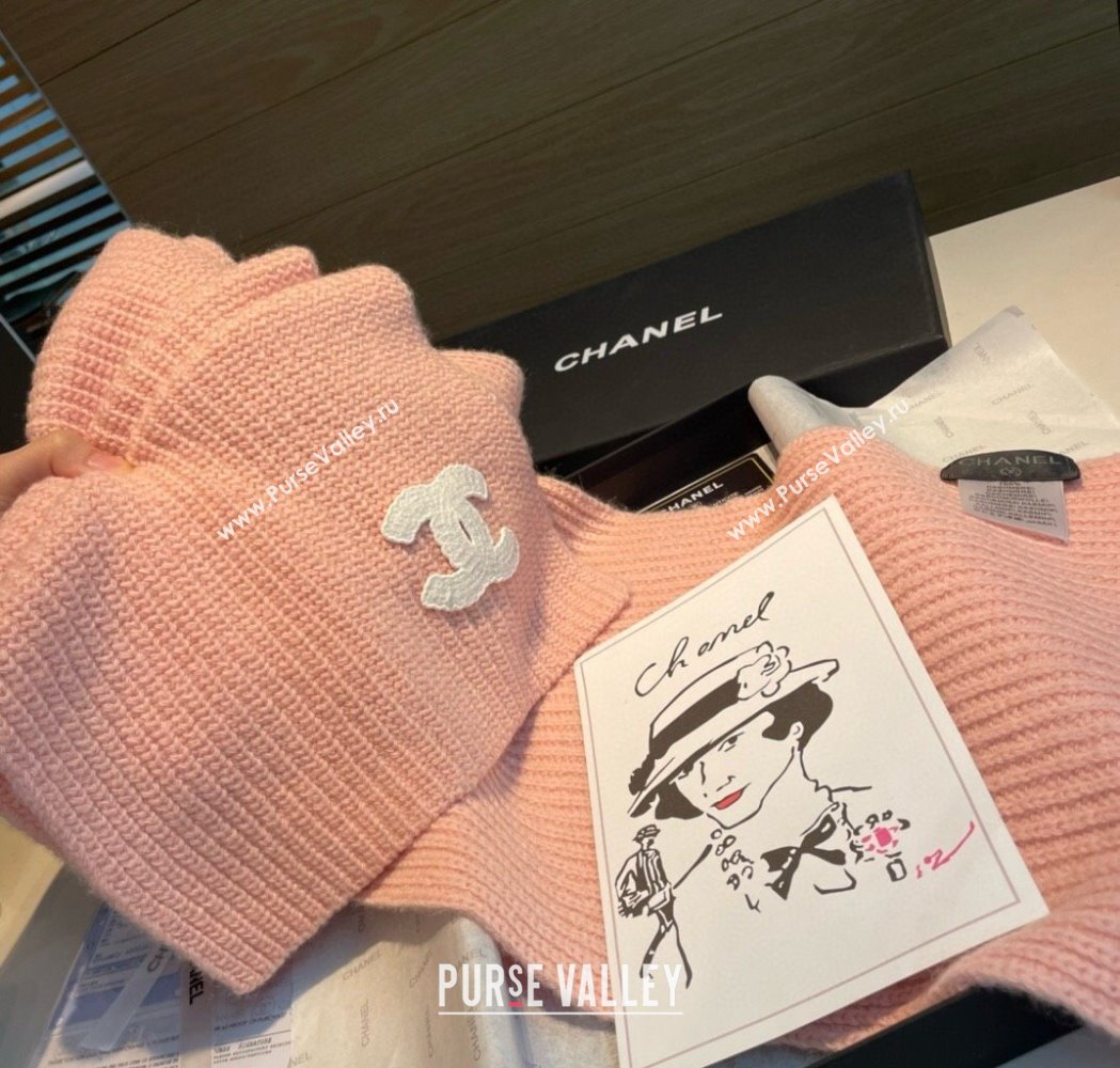 Chanel Cashmere Knit Long Scarf 30x180cm Pink 2025 0115 (XMN-250115045)