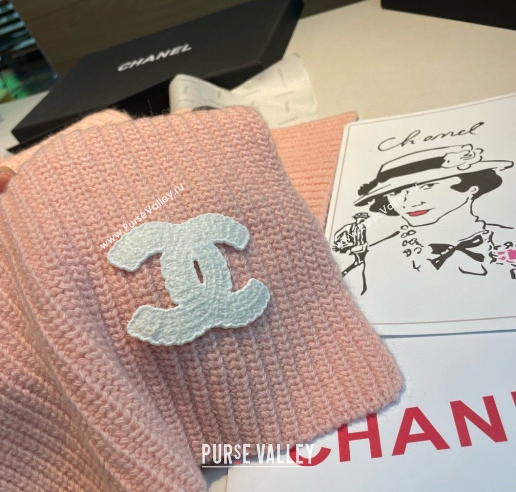 Chanel Cashmere Knit Long Scarf 30x180cm Pink 2025 0115 (XMN-250115045)