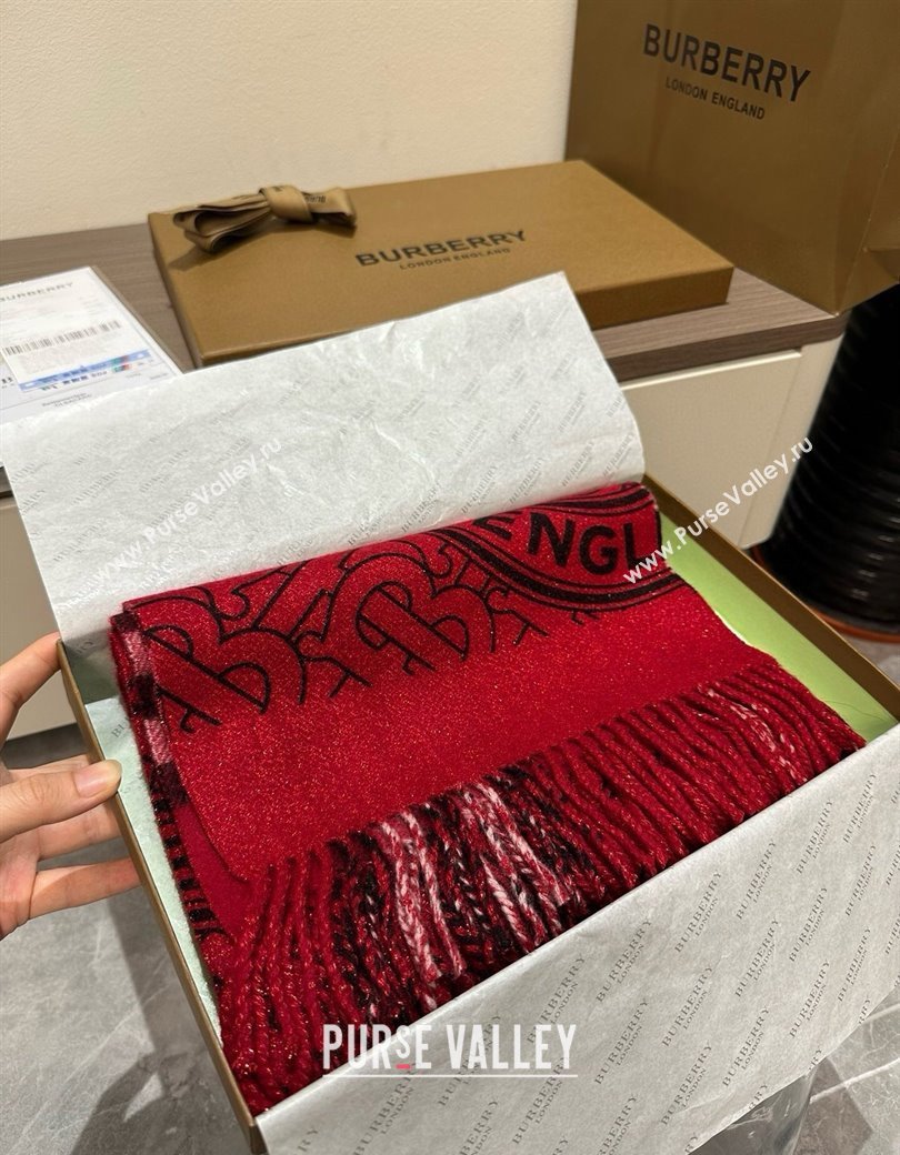 Burberry Cashmere Long Scarf 30x190cm Red 2025 0115 (XMN-250115046)