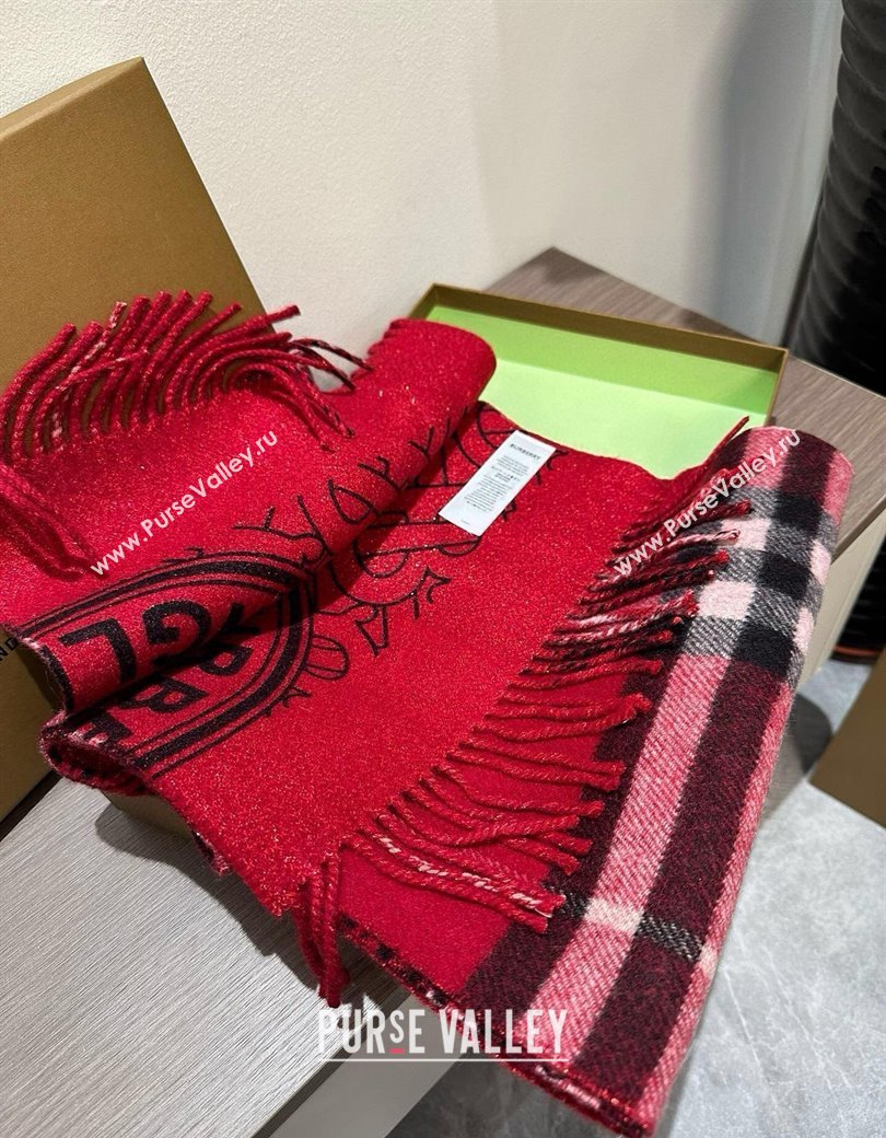 Burberry Cashmere Long Scarf 30x190cm Red 2025 0115 (XMN-250115046)