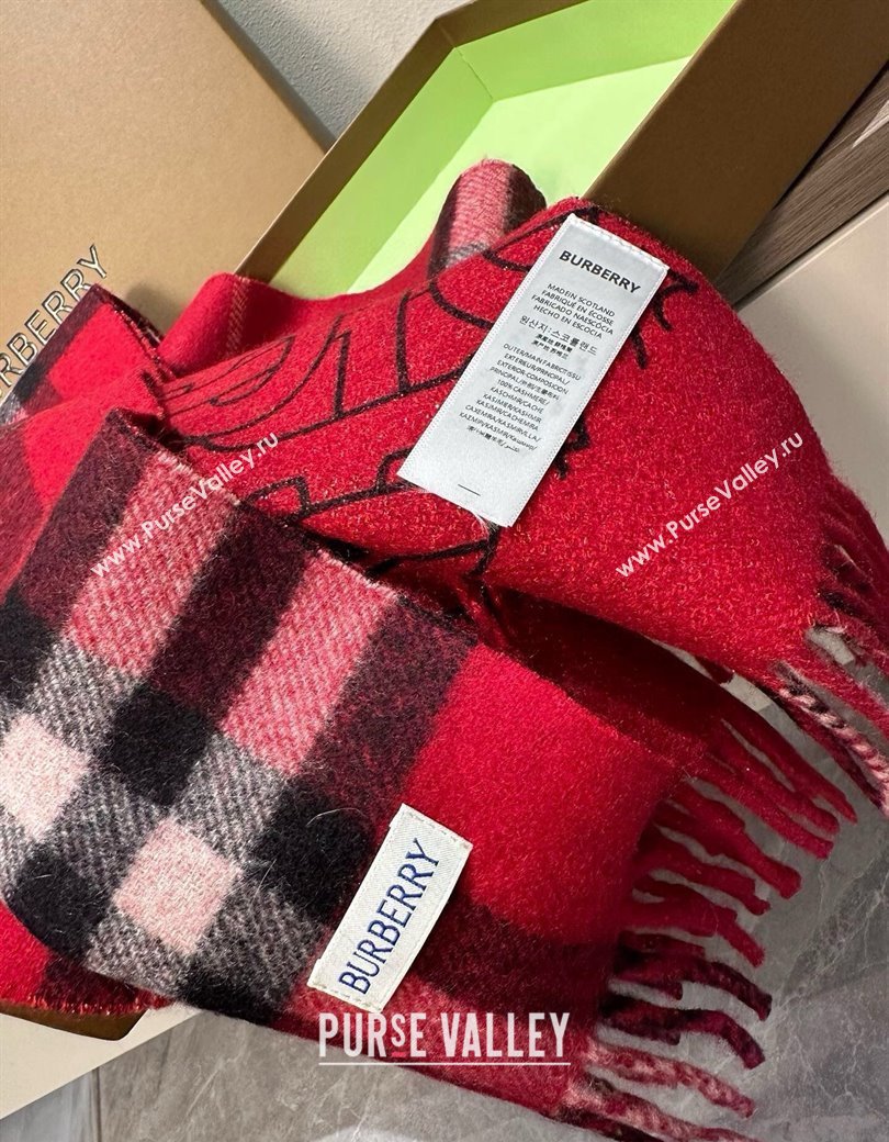 Burberry Cashmere Long Scarf 30x190cm Red 2025 0115 (XMN-250115046)