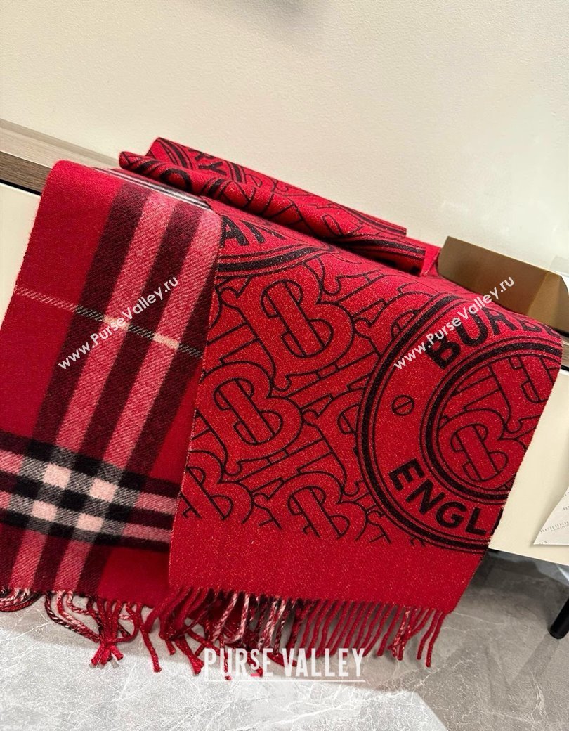 Burberry Cashmere Long Scarf 30x190cm Red 2025 0115 (XMN-250115046)