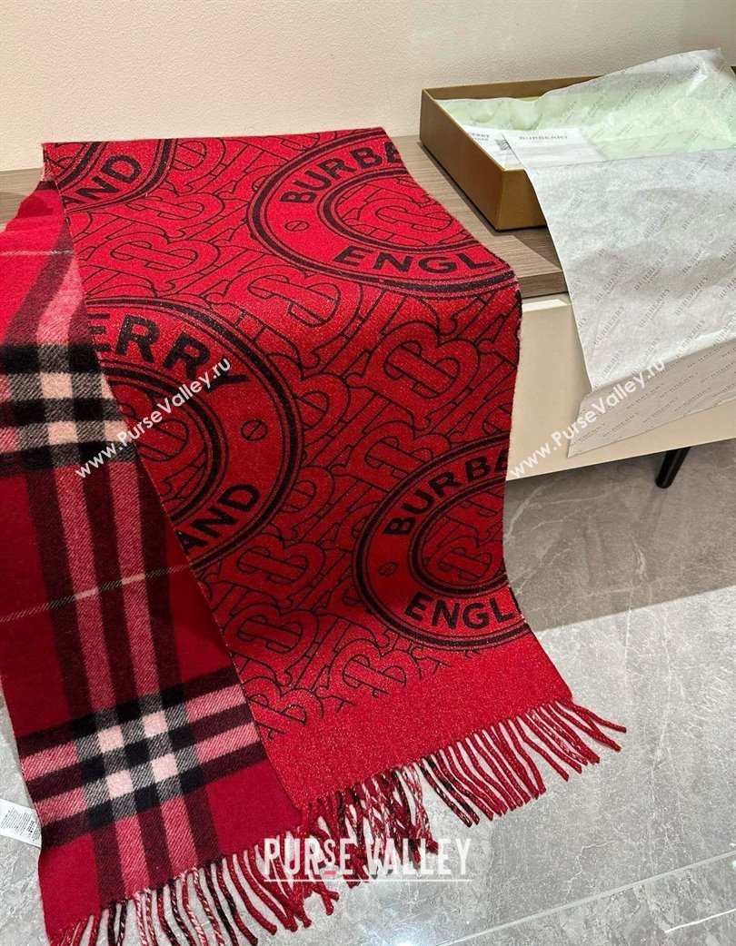 Burberry Cashmere Long Scarf 30x190cm Red 2025 0115 (XMN-250115046)