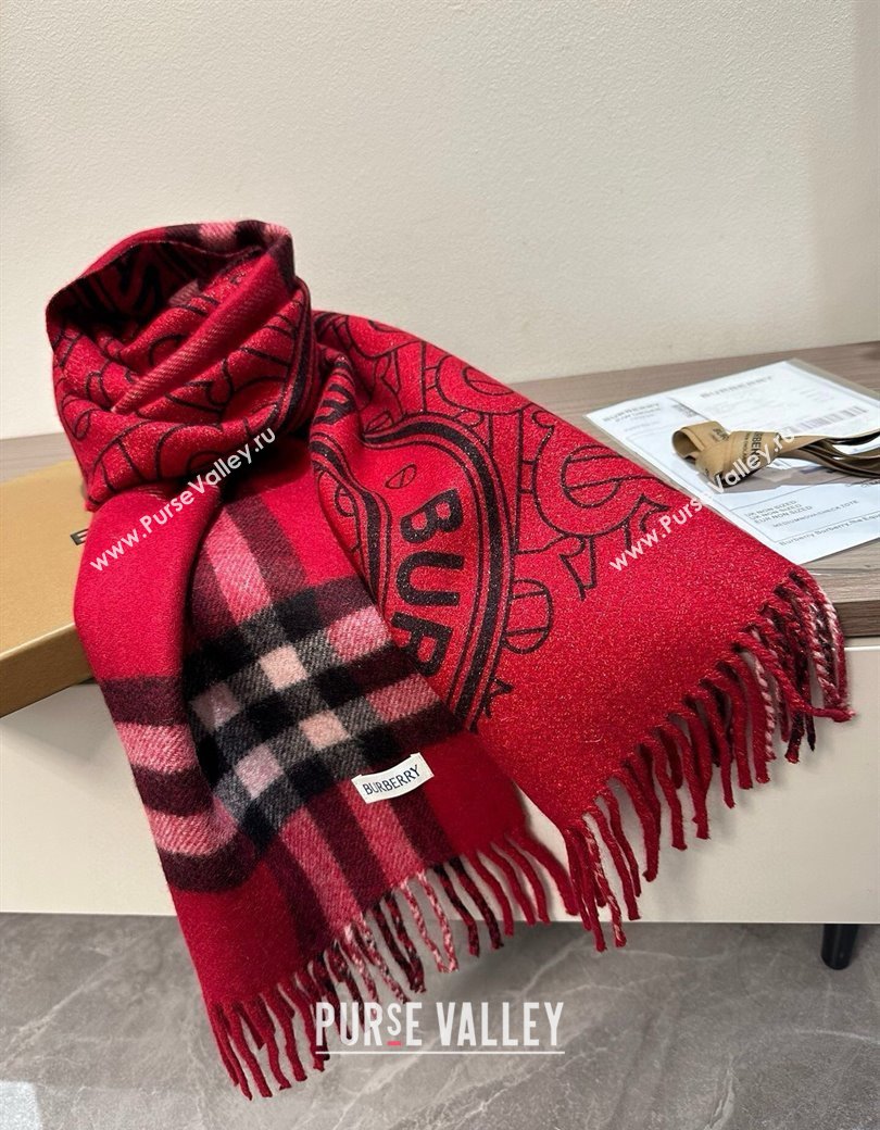 Burberry Cashmere Long Scarf 30x190cm Red 2025 0115 (XMN-250115046)