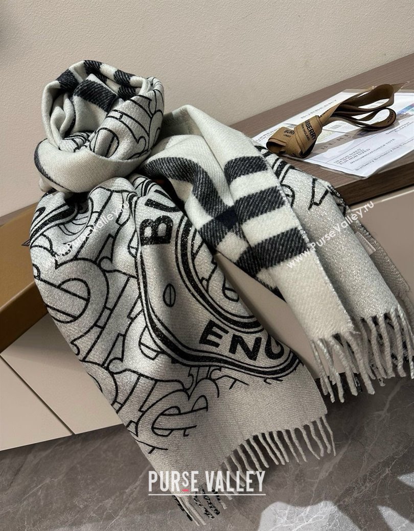 Burberry Cashmere Long Scarf 30x190cm Grey 2025 0115 (XMN-250115047)