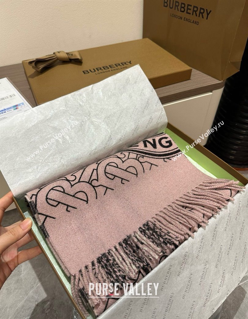 Burberry Cashmere Long Scarf 30x190cm Pink 2025 0115 (XMN-250115049)