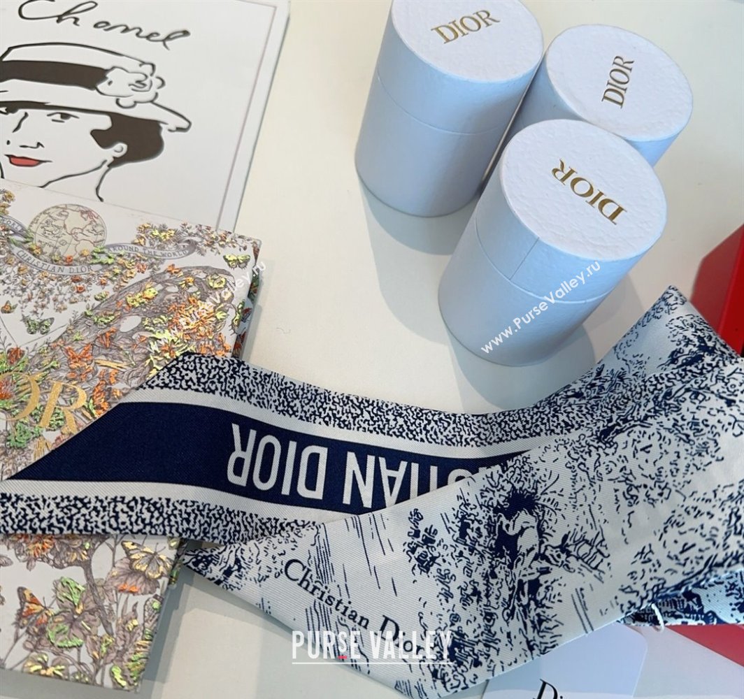 Dior Mitzah Silk Bandeau Scarf Blue 2025 DR03192 (XMN-250319007)