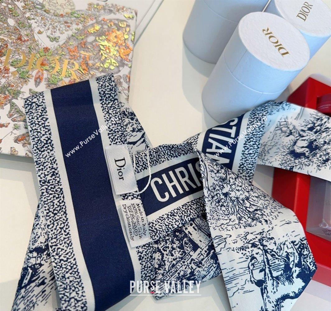Dior Mitzah Silk Bandeau Scarf Blue 2025 DR03192 (XMN-250319007)