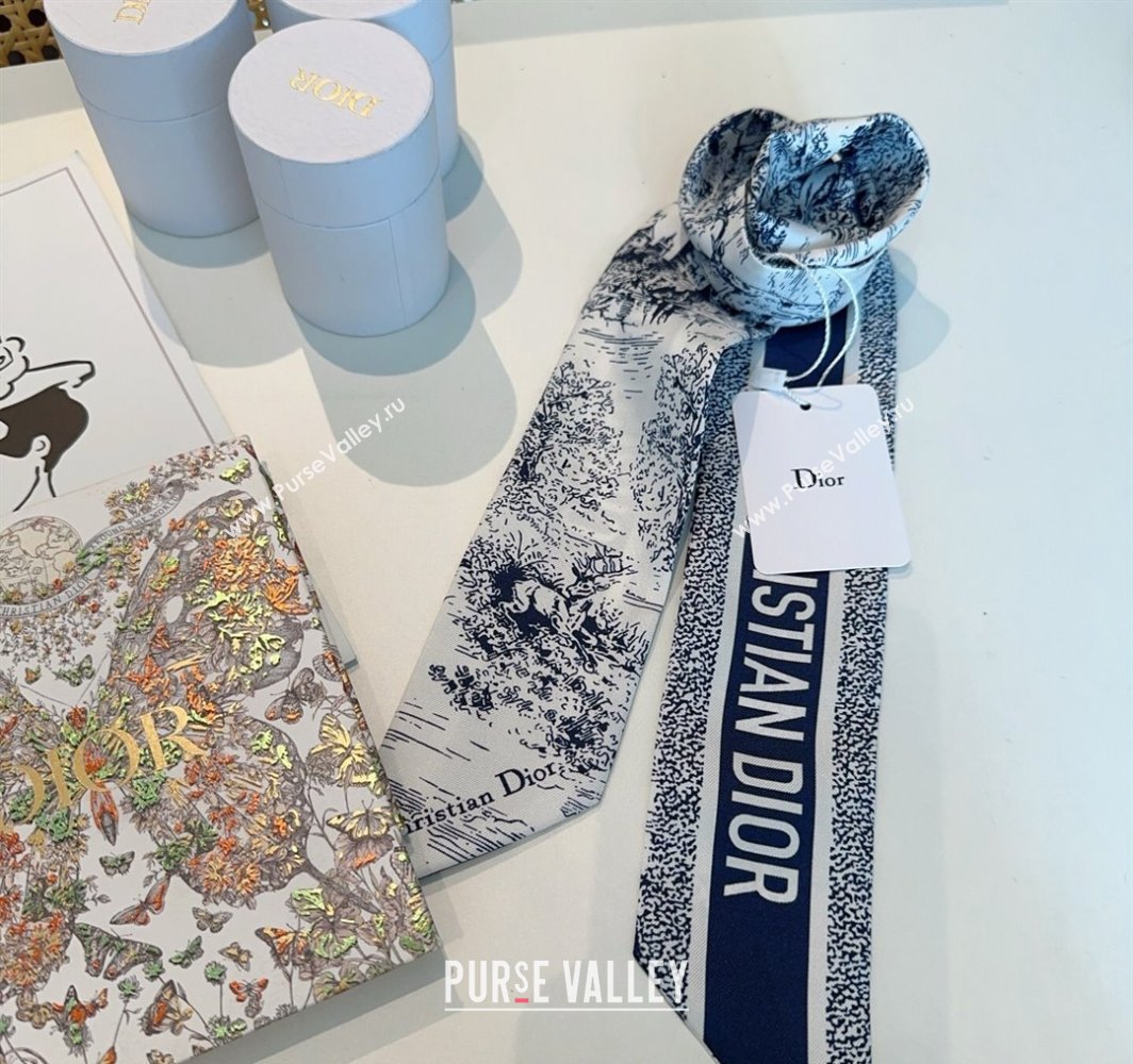 Dior Mitzah Silk Bandeau Scarf Blue 2025 DR03192 (XMN-250319007)
