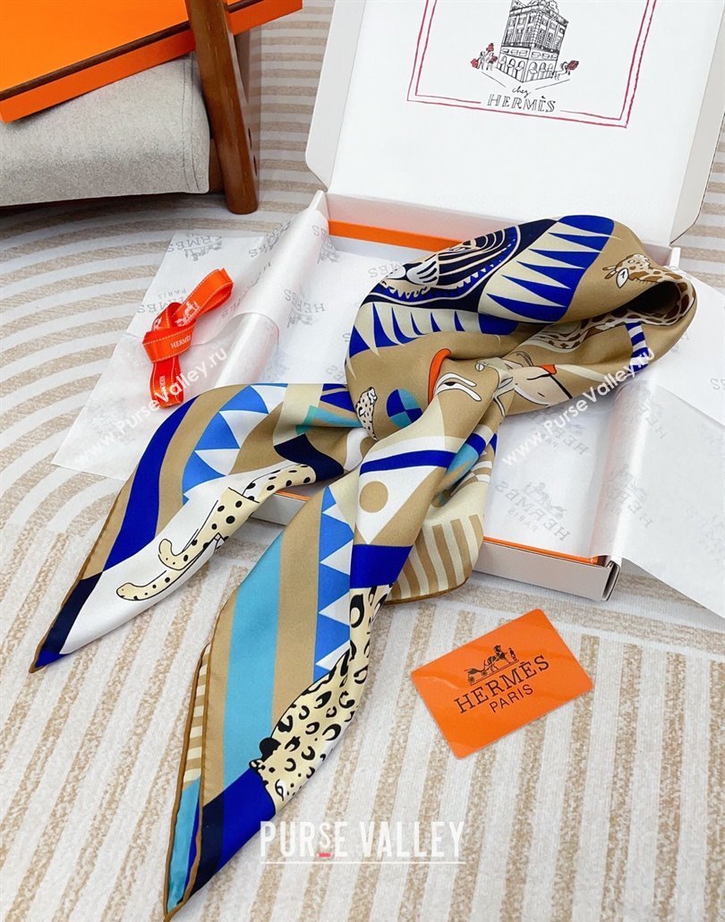 Hermes Le Carrousel du Tigre Royal Silk Square Scarf 90x90cm Beige 2025 (SHI-250319078)