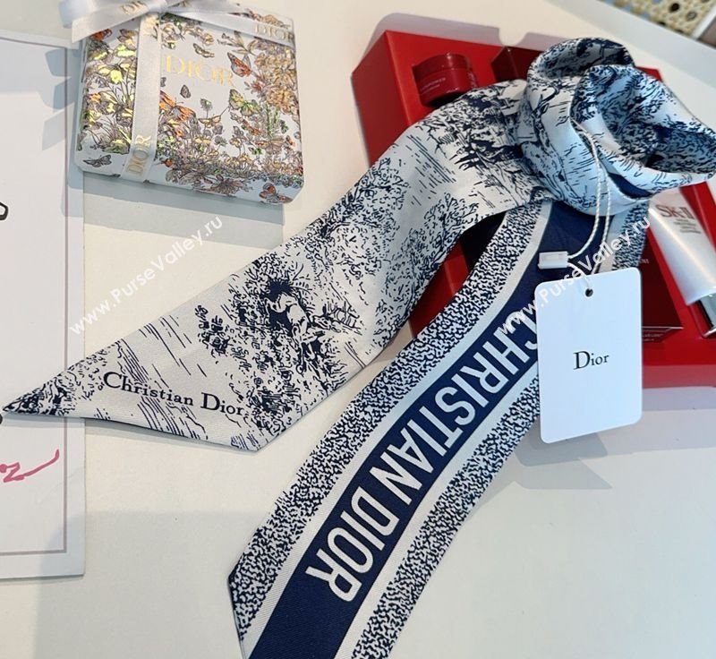 Dior Mitzah Silk Bandeau Scarf Blue 2025 DR03192 (XMN-250319007)