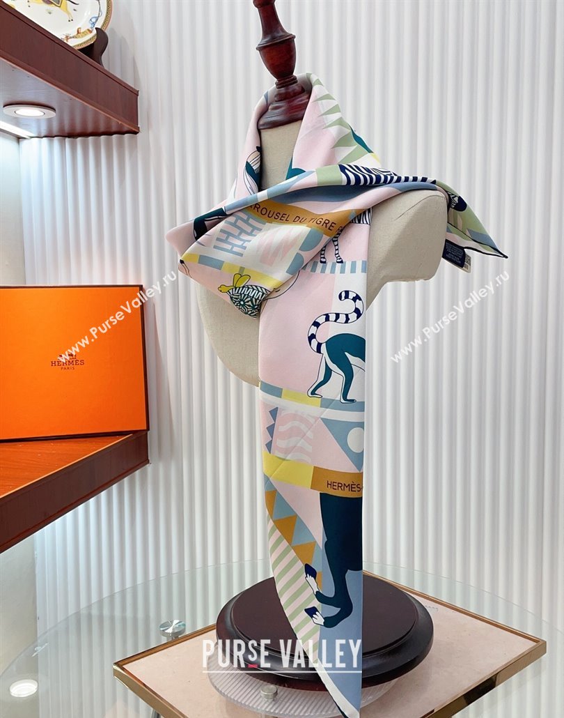 Hermes Le Carrousel du Tigre Royal Silk Square Scarf 90x90cm Light Pink 2025 (SHI-250319079)