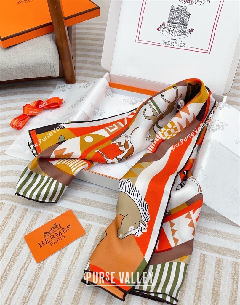 Hermes Le Carrousel du Tigre Royal Silk Square Scarf 90x90cm Orange 2025 (SHI-250319080)