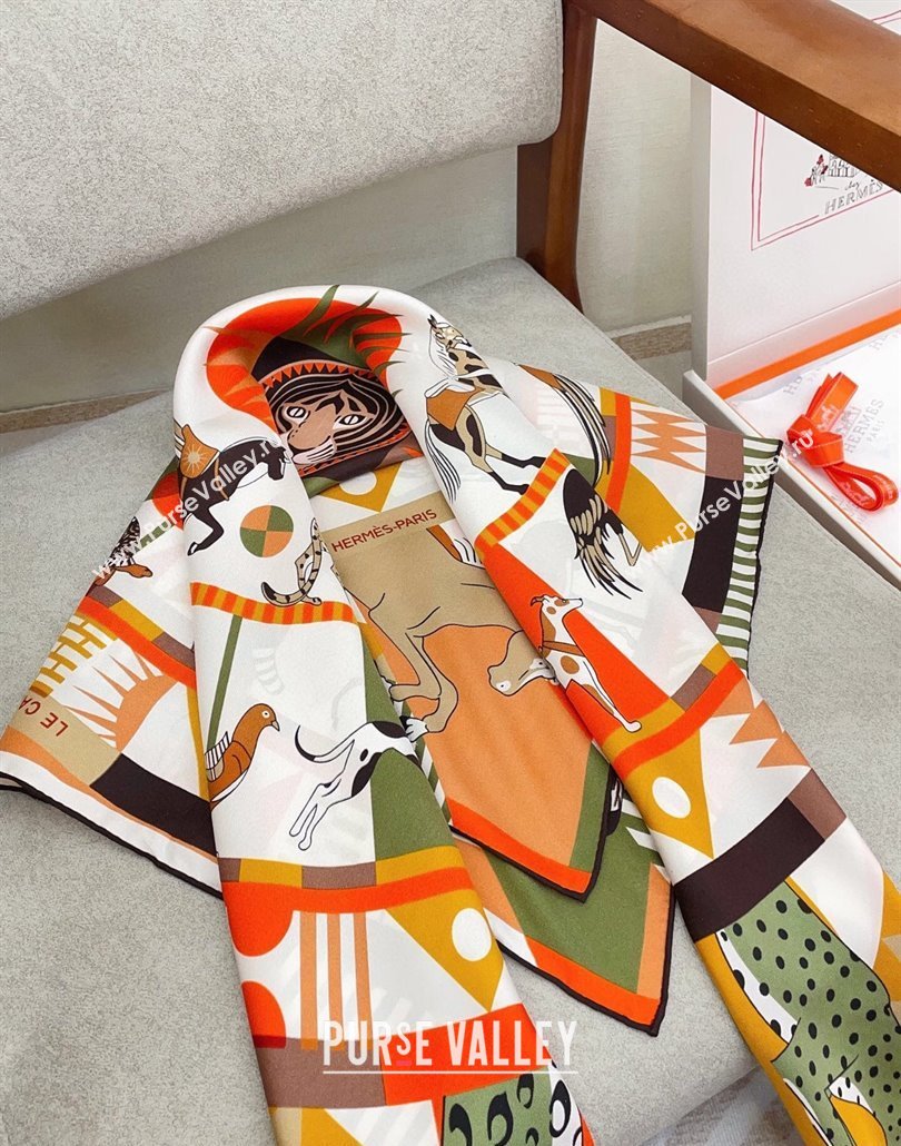 Hermes Le Carrousel du Tigre Royal Silk Square Scarf 90x90cm Orange 2025 (SHI-250319080)