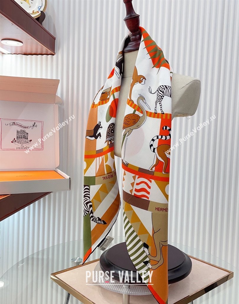 Hermes Le Carrousel du Tigre Royal Silk Square Scarf 90x90cm Orange 2025 (SHI-250319080)