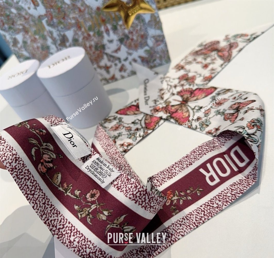 Dior Mitzah Butterfly Silk Bandeau Scarf Dark Burgundy 2025 DR03191 (XMN-250319001)