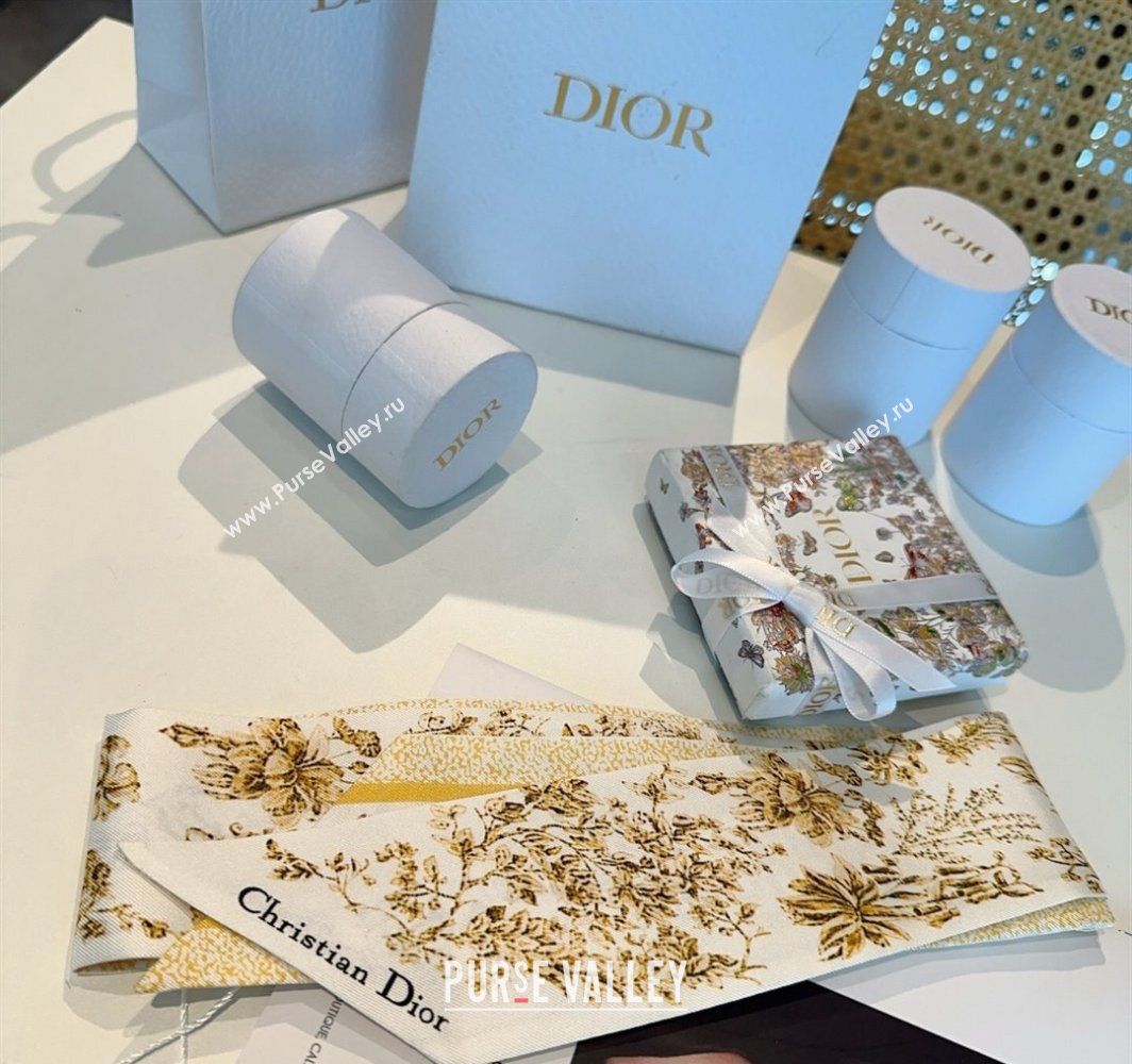 Dior Mitzah Silk Bandeau Scarf Yellow 2025 DR03193 (XMN-250319008)