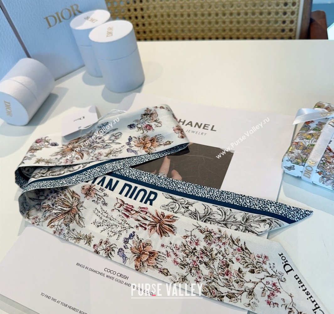 Dior Mitzah Silk Bandeau Scarf Blue 2025 DR03193 (XMN-250319009)