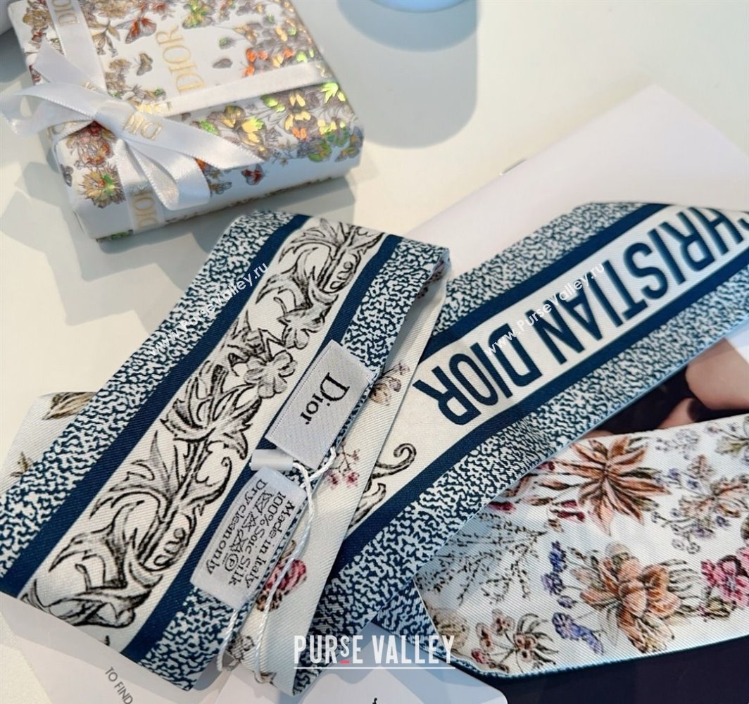 Dior Mitzah Silk Bandeau Scarf Blue 2025 DR03193 (XMN-250319009)