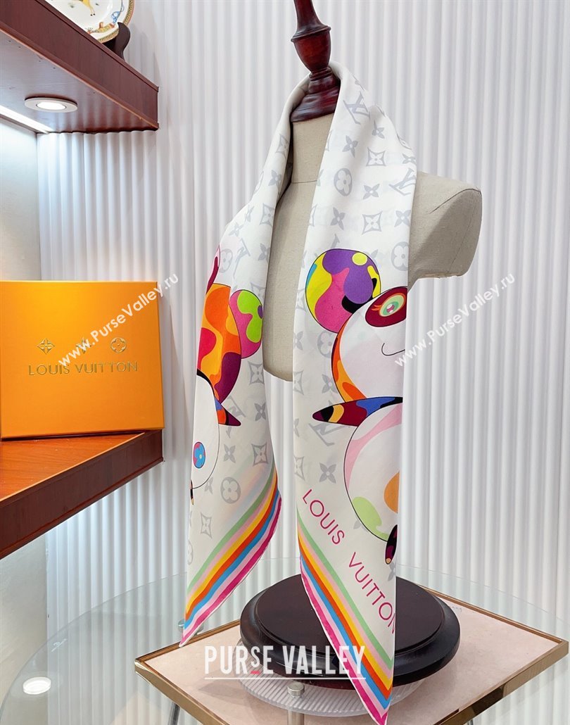Louis Vuitton LV x TM Monogram Superflat Characters Silk Square Scarf 90x90cm White 2025 (SHI-250319117)