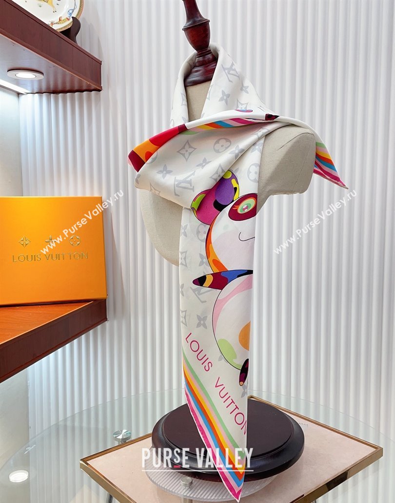 Louis Vuitton LV x TM Monogram Superflat Characters Silk Square Scarf 90x90cm White 2025 (SHI-250319117)