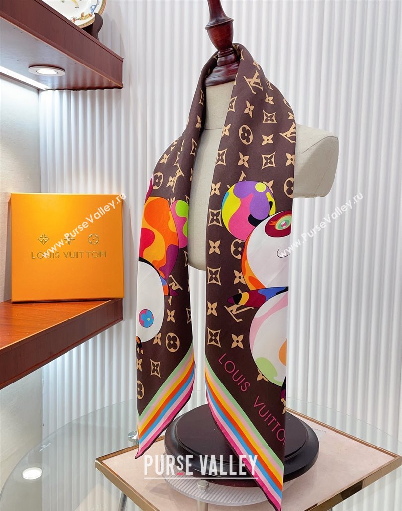 Louis Vuitton LV x TM Monogram Superflat Characters Silk Square Scarf 90x90cm Brown 2025 (SHI-250319118)