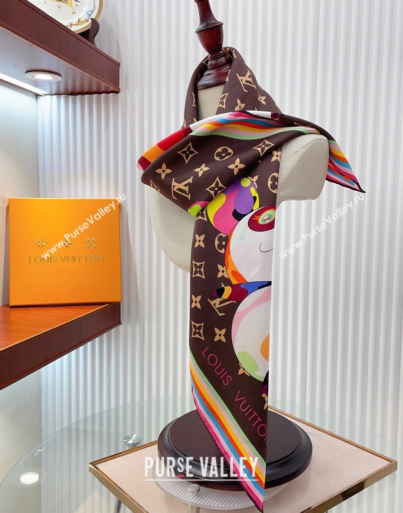 Louis Vuitton LV x TM Monogram Superflat Characters Silk Square Scarf 90x90cm Brown 2025 (SHI-250319118)