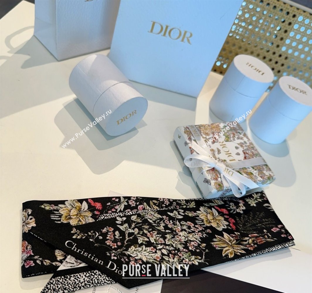 Dior Mitzah Silk Bandeau Scarf Black 2025 DR03193 (XMN-250319010)