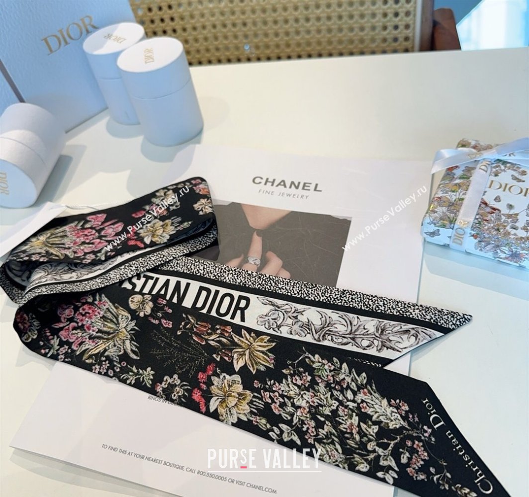 Dior Mitzah Silk Bandeau Scarf Black 2025 DR03193 (XMN-250319010)