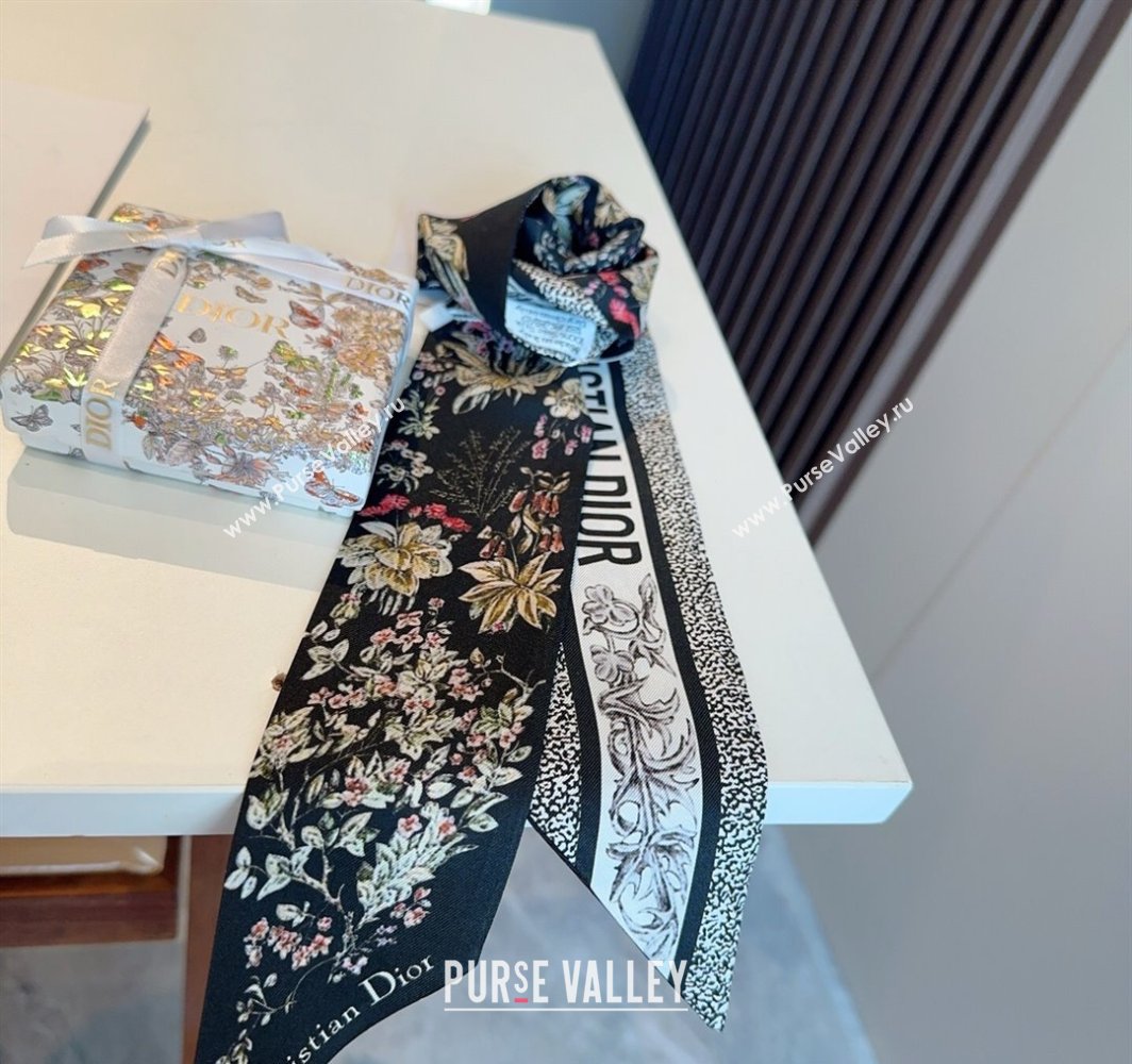 Dior Mitzah Silk Bandeau Scarf Black 2025 DR03193 (XMN-250319010)