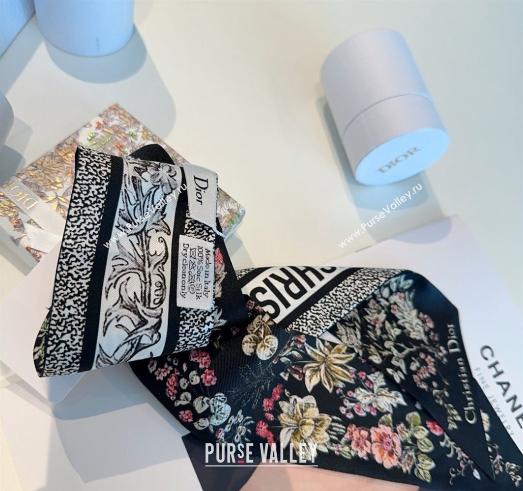 Dior Mitzah Silk Bandeau Scarf Black 2025 DR03193 (XMN-250319010)