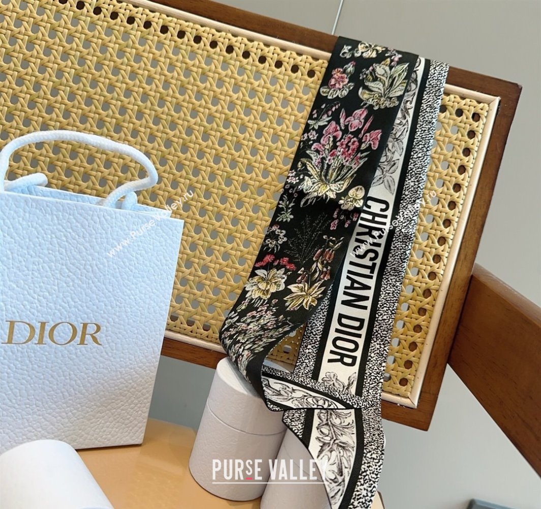 Dior Mitzah Silk Bandeau Scarf Black 2025 DR03193 (XMN-250319010)