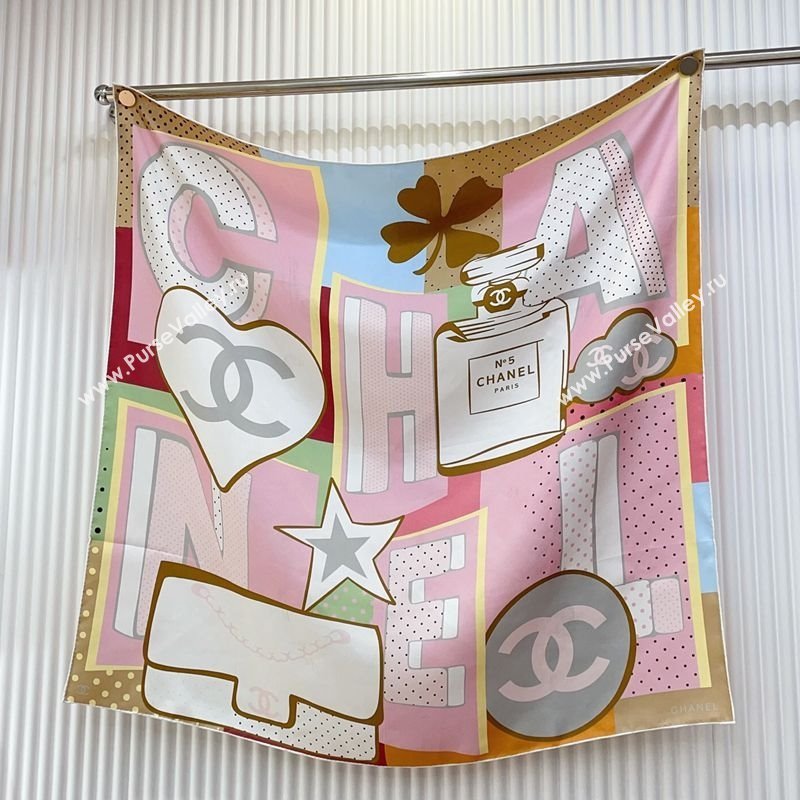 Chanel Silk Square Scarf 90x90cm Pink 2025 CH031910 (SHI-250319108)